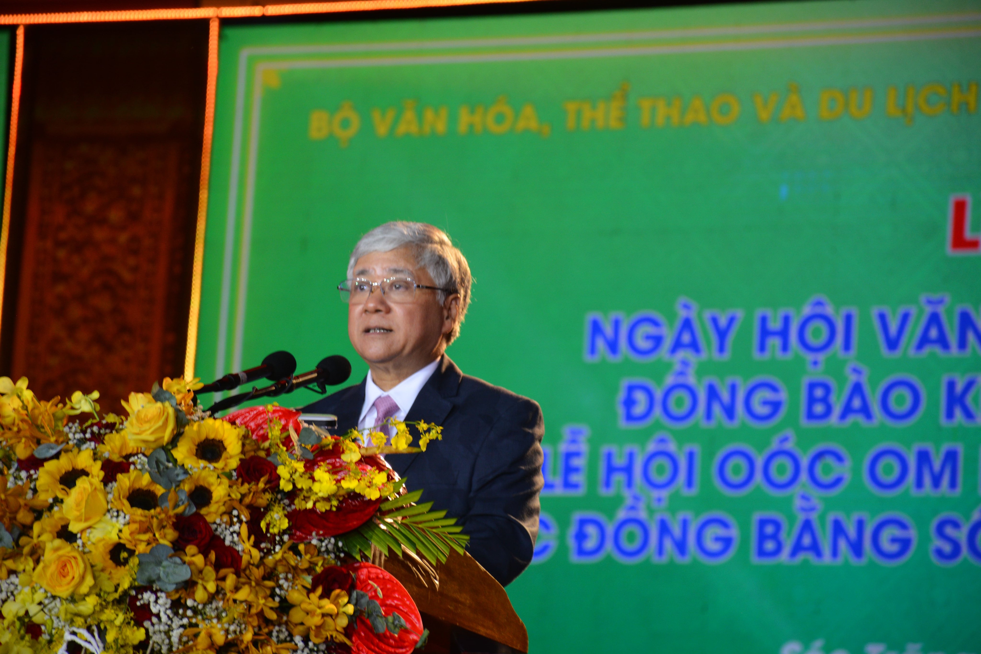 Ông Đỗ Văn Chiến, Bí thư Trung ương Đảng -  Chủ tịch Ủy ban Trung ương MTTQ Việt Nam phát biểu chỉ đạo tại Ngày hội. (Ảnh: Trần Lợi)
